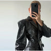 Crocodile Embossed Faux Leather Blazer Lapel Collar Long Sleeve Slim Waist Single Breasted Women Jacket Autumn Chic Coat