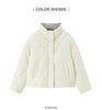 Cotton Padded Jacket Women Diamond Quilted Stand Collar Loose Fit Winter Elegant Casual Outerwear