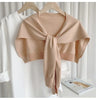 Korean Woman's Neck Guard Fake Collar Scarve Cashmere Warm Knitted Shawl Winter Wool Blouse Shoulders Cape Knotted Scarf Q36