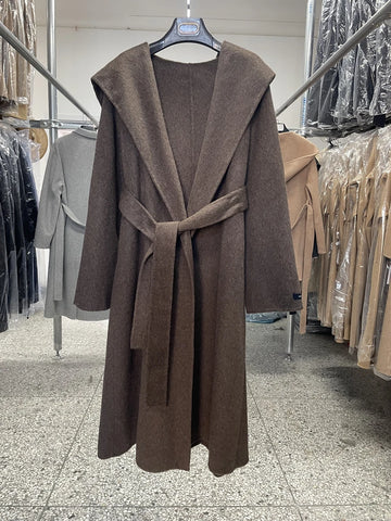 Hooded Double-sided Wool Cashmere Coat for Women Winter Medium Long Autumn/winter Korean Woolen Coat Women Large Size