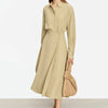 Minimalist French Long-sleeve Shirt Dress for Women Autumn A-line Office Lady Solid Midi Dresses Vestidos 12343290