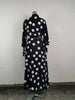 Plus Size Women Shirt Dress Long Sleeve Spring A-Line Polk Dot Print Elegant Casual Pockets Lace Up Dress Vestido