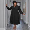 Plus Size Vintage Women Long Sleeve Turn-down Collar Long Sleeve Big Swing Loose Shirt Blouse Maxi Long Dress Autumn