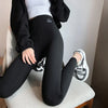 Gray Ribbed Leggings for Woman High Waist Stretch Tight Winter Leggings Solid Color Comfortable Warm Slim Fit Leggings Lady