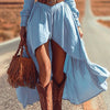 Retro Sexy Square Collar Hollow Irregular Dress Woman Pure Elegant Button Pleated Dress Fall Long Sleeve Ruffle Swing Boho Dress