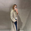 Vintage Khaki Reversible Plaid Trench Coat Women Loose Lapel Single Breasted Pocket Full Sleeve Jacket Autumn Lady Outwear