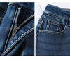 Winter Thickened Women's Mink Velvet Jeans Loose Straight Warm Soft Fleece Elastic High Waist Female Pants Black Blue