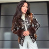 Leopard Print Women's Faux Fur Jacket Stand Neck Full Sleeve Slim Fitted Cropped Coats Female Autumn Winter Vintage Outwear
