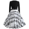 Harajuku Vintage Woman Music Note Print Elegant Party Dress Casual Women's Retro Long Sleeve Spring Autumn Midi Dresses
