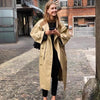 long blazer jacket women khaki Single Breasted Long Sleeve lapel collar warm Spring Autumn Lady Blazer