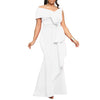 Women Off Shoulder Big Bow Skew Neck Mermaid Maxi Dress Female Evening Birthday Sexy Night Party Club Long Dresses