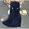 Pleated Dress Women Long Dresses A Line Round Neck Long Sleeve Party Maxi High Waist Belt Slim Sexy Elegant Splice Vestidos