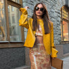 Street Pu Leather Women Jacket Elegant Long Sleeve Zippers Stand Collar Female Outwear Autumn Winter Chic Lady Coat