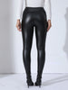 Women PU Leather Fleece-lined Leggings With Pockets Elastic Slim Skinny Pants High Waist Daily Casual Trousers