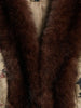 Women Vintage Floral Print Plush Cuffs Fur Collar Coat Waist Cinching Short Women's Jacket Autumn Winter Banquet Outfit