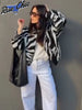 Dalmatian Faux Fur Jackets Women Lapel Collar Single Breasted Slim Fit Long Sleeves Coats Lady Autumn Street Outwear