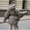Hooded Batwing Sleeve Tie Waist Puffer Coat Fit Quilted Warm Winter Women Street Outerwear Chic Casual Outfit