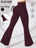 Plus Size Women's Soft High Waisted Flare Pants, Leggings Tummy Control Soft Bootleg Bell Bottoms Running