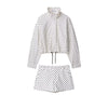 Polka Dot Shorts Sets For Women Outfits Long Sleeve Zipper Turtleneck Jacket Coat Spring Woman Elegant 2 Piece Set