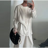 Women's Satin Short Dress Patchwork Lace Trim Crew Neck Long Sleeve Loose Dresses Spring Lady Casual Daily Chic Streetwear