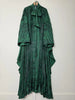 Elegant Maxi Dress Flower Print For Women Bat Sleeve Lace-up Irregular Boho Party Robe Autumn Female Skirt