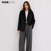 Women's Autumn Winter Black Slim Wool Coat Casual Solid Long Sleeve Pocket Elegance Blazer Overcoat Ladies