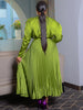 Plus Size Women's Dress Set Long Sleeve V-neck Blouse and Pleated Maxi Long Skirts Suit Birthday Two 2 Piece Set Outfits