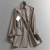 Solid-color Stand Neck Pocket Loose Mid-length Drawstring Waist Casual Trench Coats Women Long Sleeves Coats