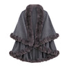 Winter Thicken Mink Wool Full Trims Faux Fur Cape for Women Hooded Loose Fleece Cloak Coat Party Wraps Warm Cape