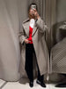 Women Casual Plaid Windbreaker Turn-down Collar Long Sleeve Belt Waist Jacket Spring High Street Lady Commute Coat
