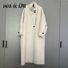Women Long Double-sided Woolen Blend Coats Retro Loose Female Overcoat Single-Breasted Ladies Windbreak Autumn Winter