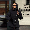 Thicken Contrast Corduroy Jackets Women Lapel Long Sleeves Double Breasted Warm Padded Coats Female Winter Outwears