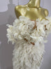 Stock Elegant White Flower Sexy Top Skirt Two Pieces Set Women Evening Prom Celebrate Birthday Party Dress Stage Wear