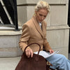 Elegant Waist Cinching Woolen Coats Autumn Winter Lady Single-breasted Lapel Long Overcoat Women's High Street Outwear