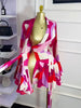 Spring Women Flare Long Sleeve V-neck Sashes Ruffle Mini Dress Street Elegant Sexy Vacation Party Birthday Dresses