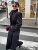 Elegant Women's Woolen Coat Black Single-Button Stand Collar Slim Lady Long Coats Autumn Winter Chic Female Streetwear