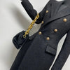 Women's Black Long Wool Coat Autumn Winter Tweed Jacket Lapel Double-Breasted Elegant Fitted Long Outerwear