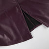 Lady Retro Burgundy Belted Leather Jacket Solid Stand Collar Long-sleeved Cropped Coat Women Daily Street Outerwear