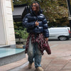 Chic Glossy Zipper Hooded Coat Women's Warm Elastic Waist Pleated Cropped Puffer Jacket Winter Lady High Street Outwear