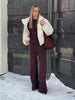 Women's Autumn Winter Knit Cardigan Pants Set Slim Fit Long Sleeve Long Trousers Simple Solid Color Sweater Suit