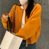 Autumn Winter Short Knitting Cardigan Women Solid Color Long Sleeve Round Neck Sweater Jacket Casual Zipper Sweater Coats