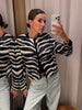 Women Zebra Print 2 Piece Set Round Neck Cropped Jacket Mini Skirt Set All Matching Suit Female Autumn Street Office Outfit