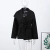 Faux Fur Belt Jackets Women Loose High Neck One Butoon Long Sleeves Coats Female Autumn Winter Thick Warm Outwears