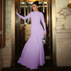 Elegant Pink Irregular Pleated Maxi Dress Women O-Neck Long Sleeve Ruched Slim Long Dress Wedding Guest Evening Party Robes