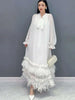 Autumn Dress For Women Fashinon Chiffon Long Sleeved Artificial Feathers Elegant Female Dresses 5R9799