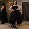 Chic Evening Dresses for Women Rhinestones One-Shoulder Trumpet Sweep Train Pleat Satin Vestido De Noche Customized