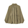 Casual Martini Green Satin Bomber Jacket Women Long Sleeve Zipper Pleated Oversized Coats Fall Shirt Jacket