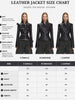 IG Women's Gothic Faux Leather Embossed Fitted Leather Blazer Structured Shoulder Lace Cuff Casual Black Blazers