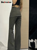 Botvotee Fake Two-Piece Plus size Wide Leg Jeans for Women Y2k Streetwear High Waisted Flare Denim Pants