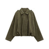 Suede Fabric Women Bomber Jackets Causal Long Sleeve Zipper Loose Coats Cropped Winter Warm Jacket Outwear